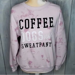 Cute Sweatshirt - Coffee & Dog Lover - Womens Juniors Large 11/13